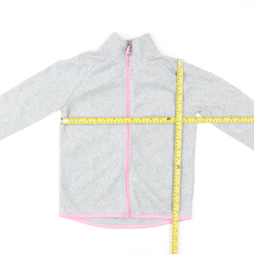 TESSENTIALS Girls Grey Fleece Full Zip Jacket Size 8 Years Lightweight
