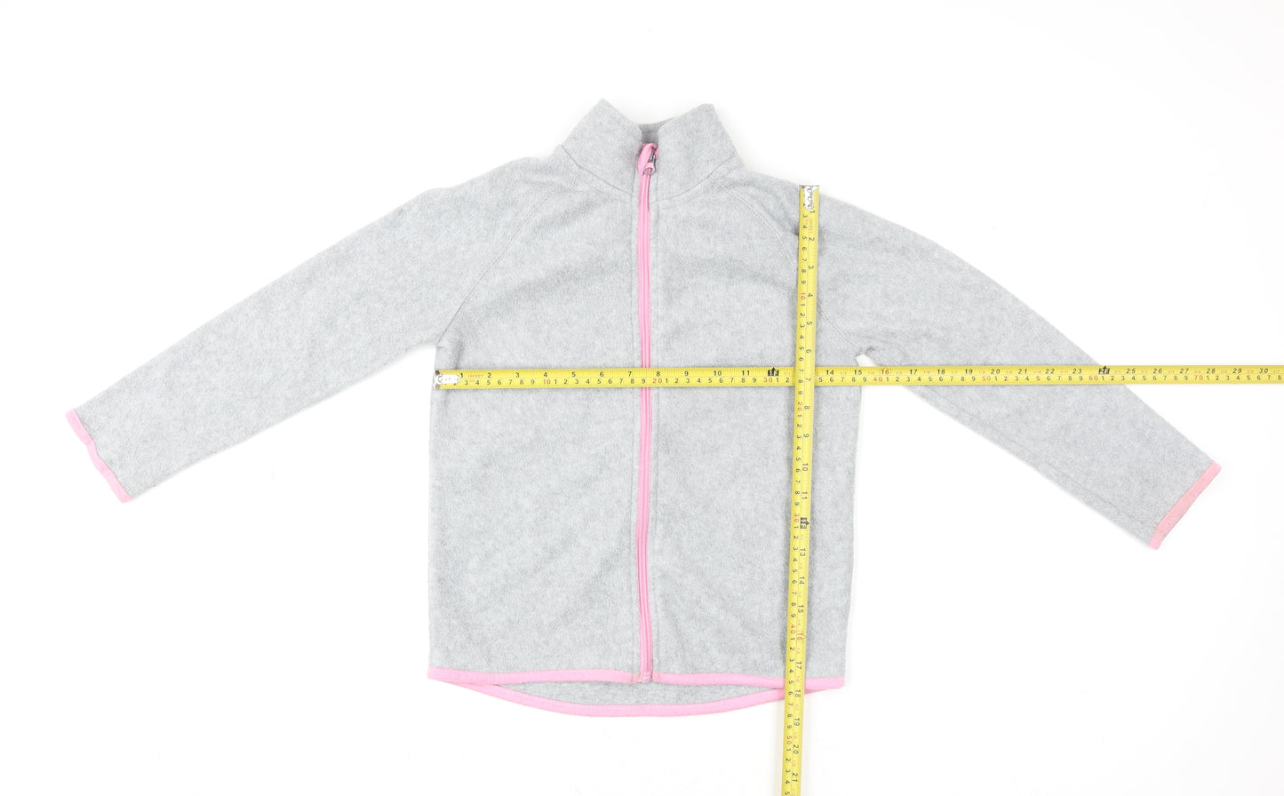 TESSENTIALS Girls Grey Fleece Full Zip Jacket Size 8 Years Lightweight