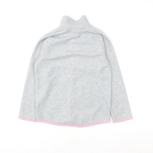 TESSENTIALS Girls Grey Fleece Full Zip Jacket Size 8 Years Lightweight