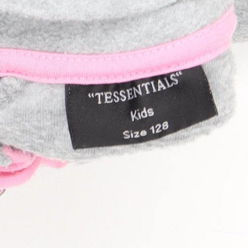 TESSENTIALS Girls Grey Fleece Full Zip Jacket Size 8 Years Lightweight