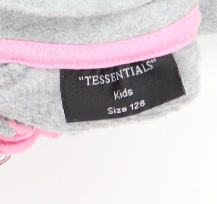 TESSENTIALS Girls Grey Fleece Full Zip Jacket Size 8 Years Lightweight