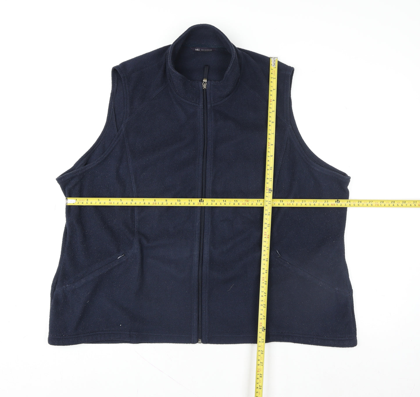 Marks and Spencer Women's Blue Fleece Zip Waistcoat Size 14