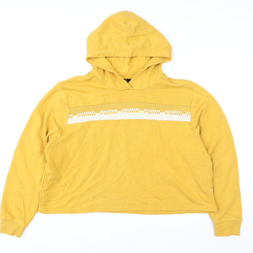 Puma Men's Yellow Pullover Hoodie Size L Sports Jersey Sweatshirt