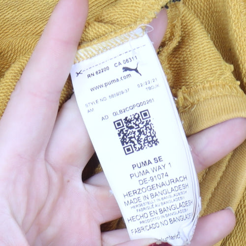 Puma Men's Yellow Pullover Hoodie Size L Sports Jersey Sweatshirt