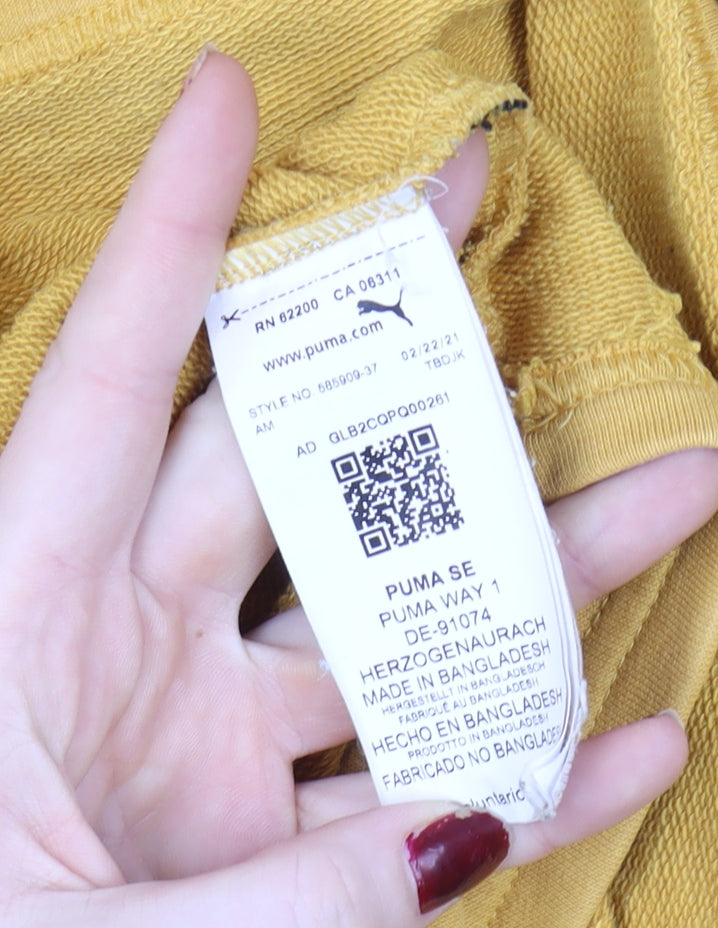 Puma Men's Yellow Pullover Hoodie Size L Sports Jersey Sweatshirt