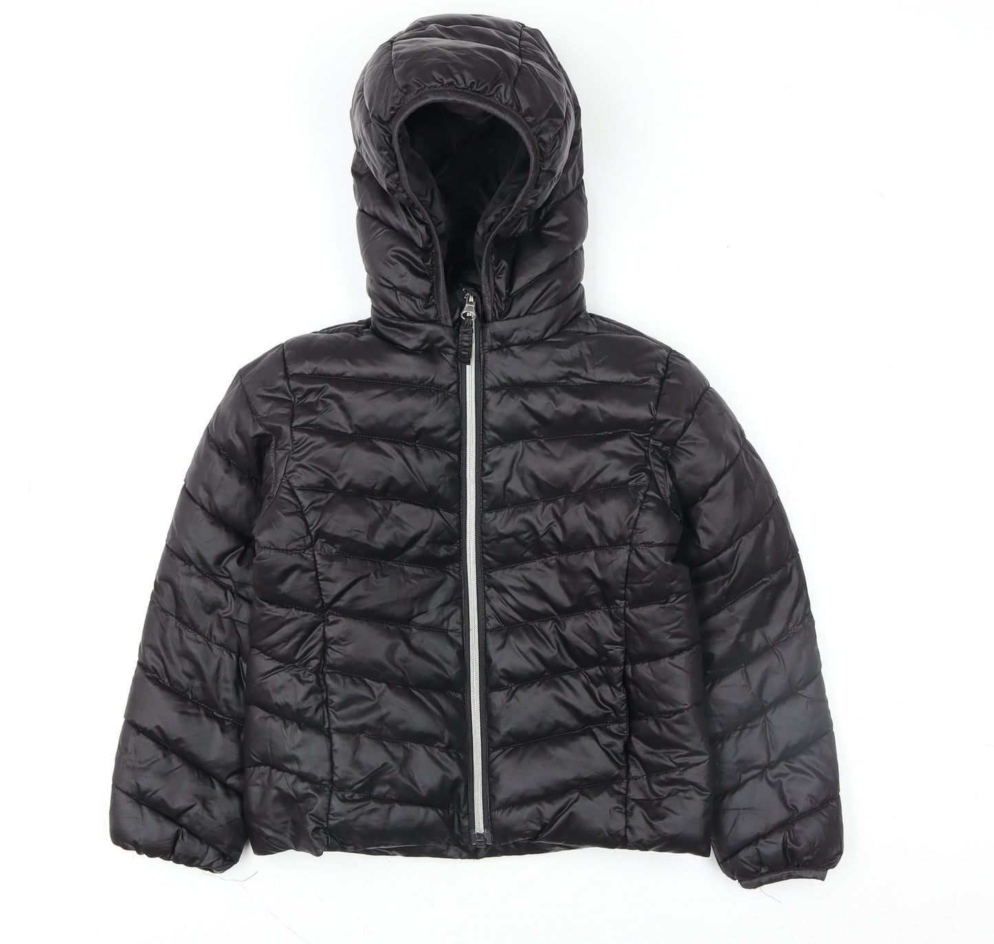 H&M Girls Black Hooded Puffer Jacket Size 4-6 Years Polyester Lined