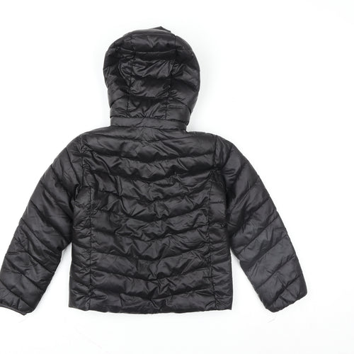 H&M Girls Black Hooded Puffer Jacket Size 4-6 Years Polyester Lined