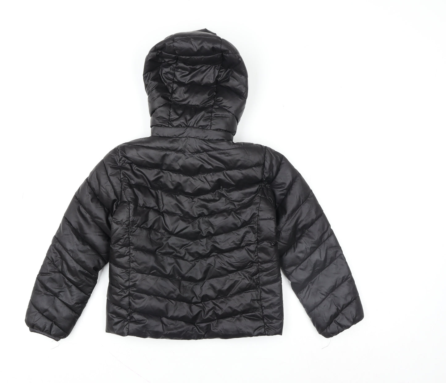 H&M Girls Black Hooded Puffer Jacket Size 4-6 Years Polyester Lined