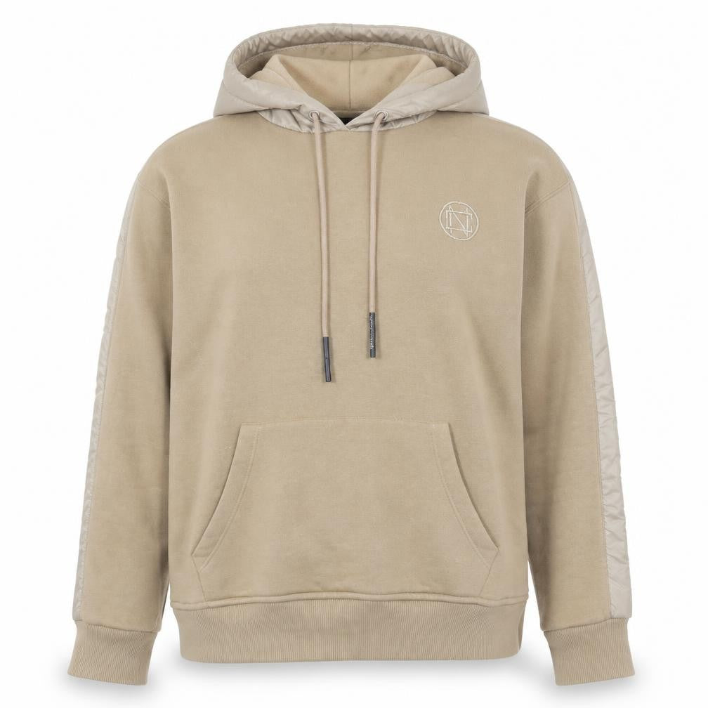 Front view of NewColor women’s beige hoodie, size UK 8, pullover hooded sweatshirt