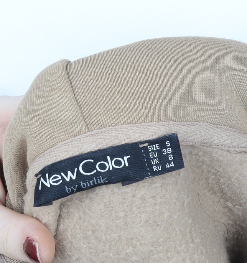 NewColor Womens Beige Hoodie Size 8 Pullover Hooded Sweatshirt