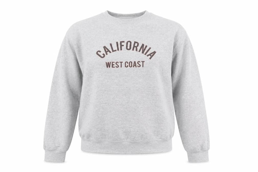 Front view of PRETTYLITTLETHING Women’s Grey California Pullover Sweatshirt, size S