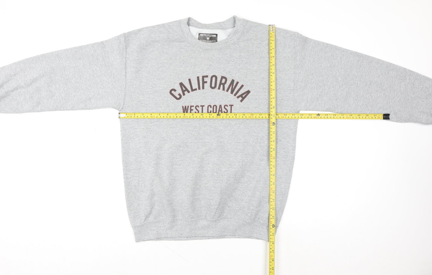 PrettyLittleThing Women’s Grey California Pullover Sweatshirt Size S