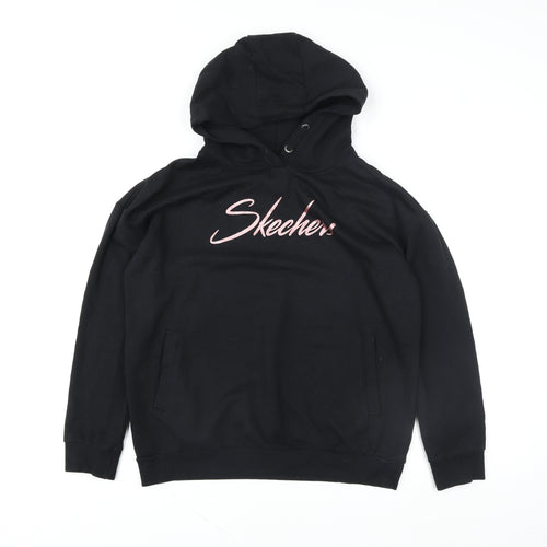 Skechers Girls Black Hoodie 12-13 Years Pullover Hooded Sweatshirt