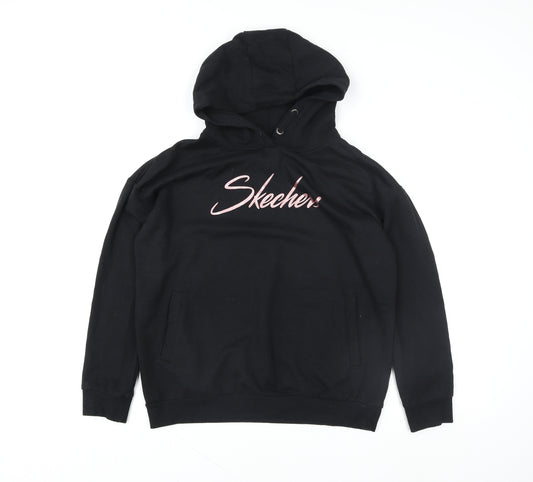 Skechers Girls Black Hoodie 12-13 Years Pullover Hooded Sweatshirt