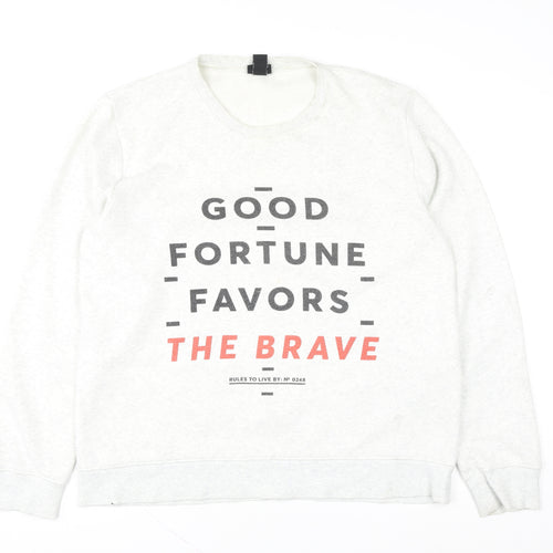 H&M Womens Grey XL Sweatshirt - Graphic Print Crew Neck Casual