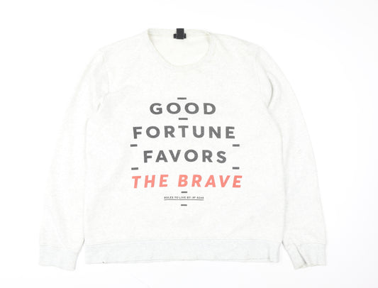 H&M Womens Grey XL Sweatshirt - Graphic Print Crew Neck Casual