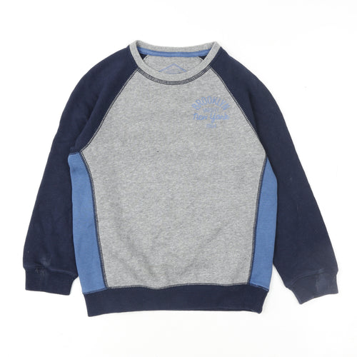 Matalan Boys Grey & Navy Colourblock Pullover Sweatshirt 7 Years