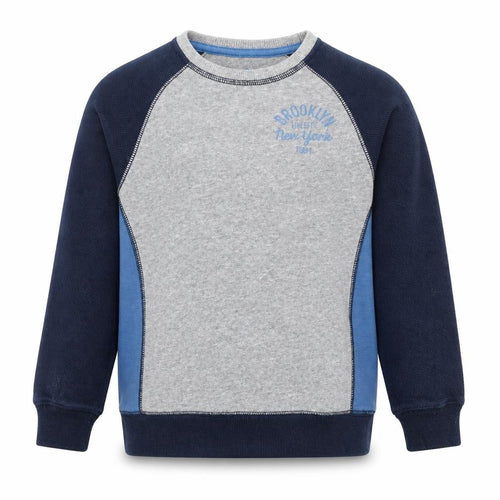 Matalan Boys Grey & Navy Colourblock Pullover Sweatshirt 7 Years