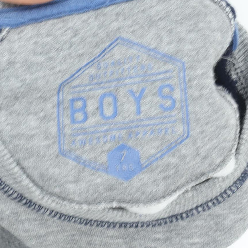 Matalan Boys Grey & Navy Colourblock Pullover Sweatshirt 7 Years