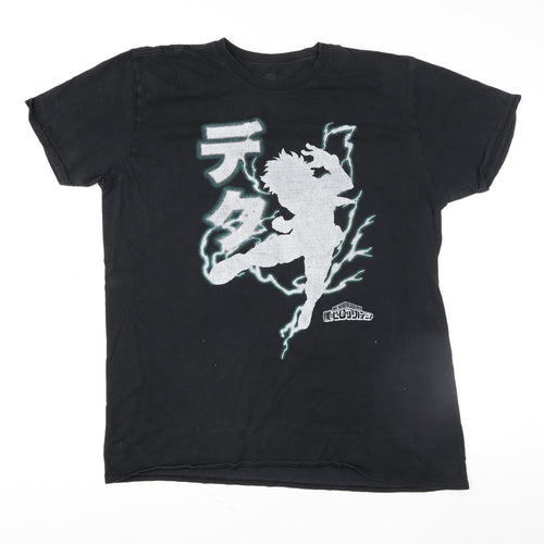 My Hero Academia Mens Black Large Anime Graphic Crew Neck T-Shirt