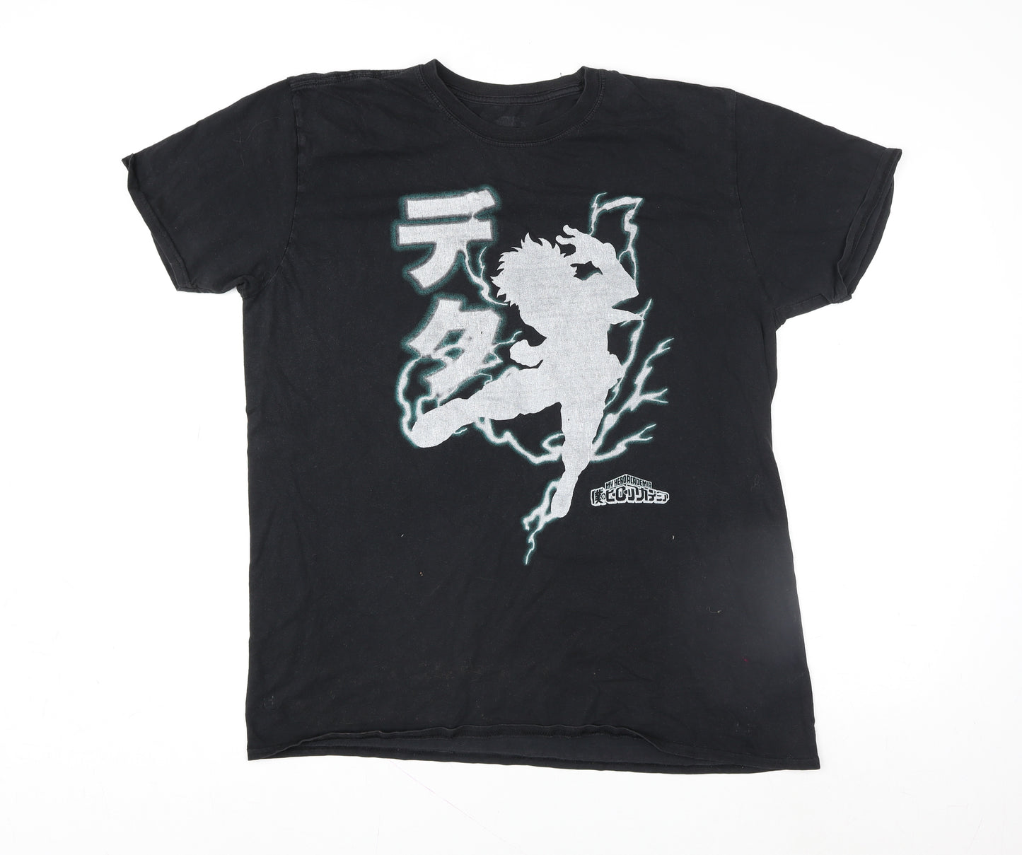 My Hero Academia Mens Black Large Anime Graphic Crew Neck T-Shirt