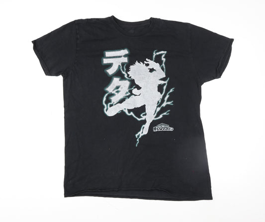 My Hero Academia Mens Black Large Anime Graphic Crew Neck T-Shirt