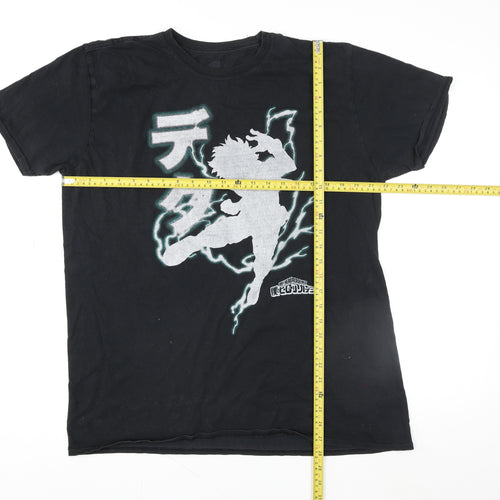 My Hero Academia Mens Black Large Anime Graphic Crew Neck T-Shirt