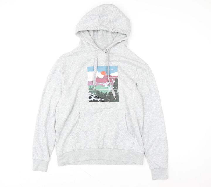 Mountain Warehouse Women Grey Pullover Hoodie UK 8 Graphic Print