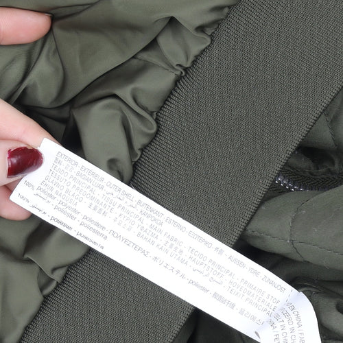 Stradivarius Women Green Cropped Bomber Jacket Size L Polyester