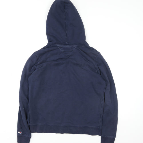Tommy Jeans Men’s Blue Pullover Hoodie L Logo Cotton Fleece