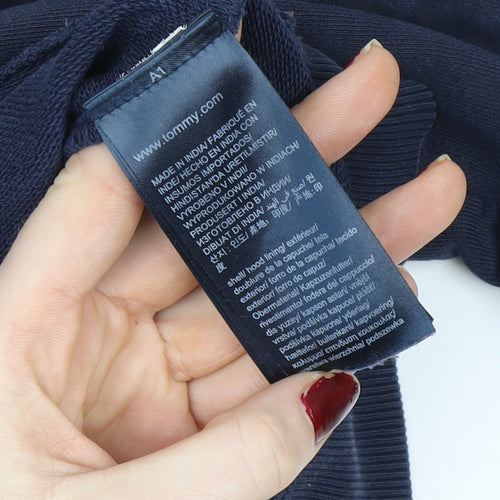 Tommy Jeans Men’s Blue Pullover Hoodie L Logo Cotton Fleece