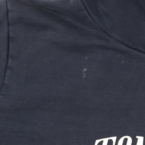 Tommy Jeans Men’s Blue Pullover Hoodie L Logo Cotton Fleece