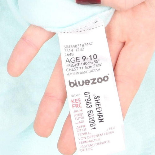 Bluezoo Girls Blue Sequin Dog Pullover Hoodie Age 9-10 Years