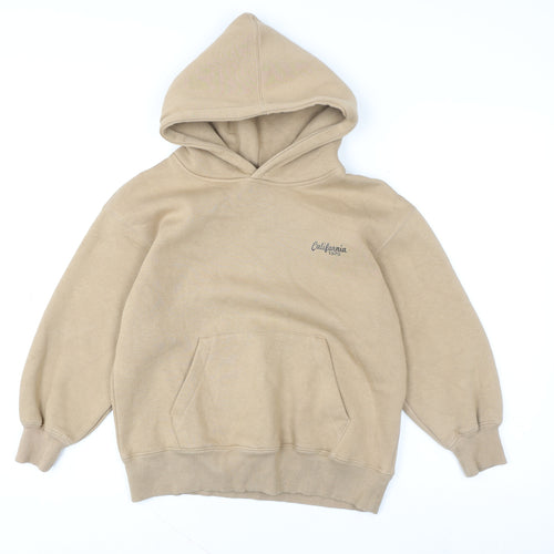 ZARA Girls Beige Pullover Hoodie 8-9 Years Hooded Fleece Lined Sweatshirt