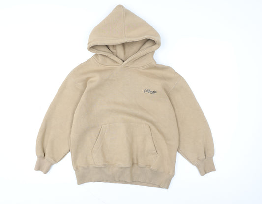 ZARA Girls Beige Pullover Hoodie 8-9 Years Hooded Fleece Lined Sweatshirt