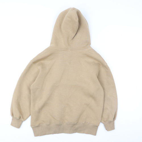 ZARA Girls Beige Pullover Hoodie 8-9 Years Hooded Fleece Lined Sweatshirt