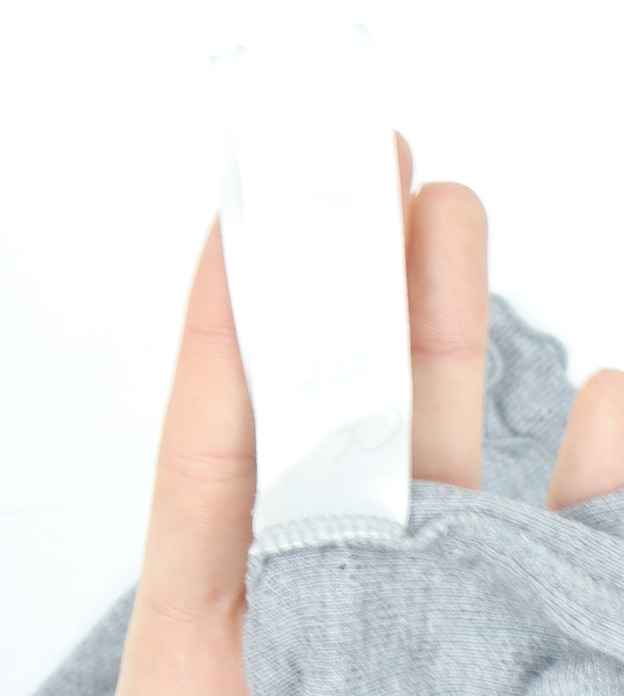 Secret Possessions Womens Grey Lace Trim Long Sleeve V-Neck Top L