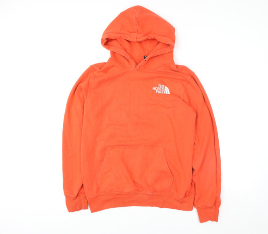 The North Face Men's Orange Pullover Hoodie S Logo Outdoor Sweatshirt