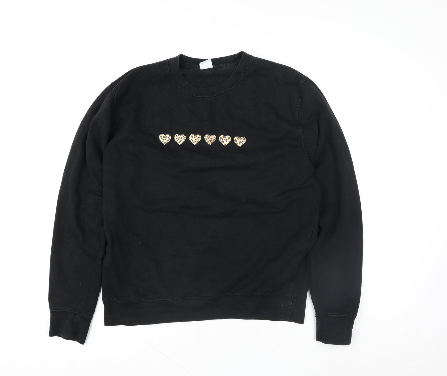 Lime Blonde Womens Black Heart Motif Pullover Sweatshirt Size M