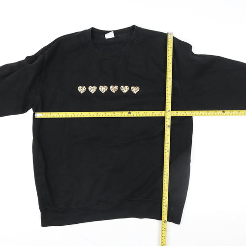 Lime Blonde Womens Black Heart Motif Pullover Sweatshirt Size M