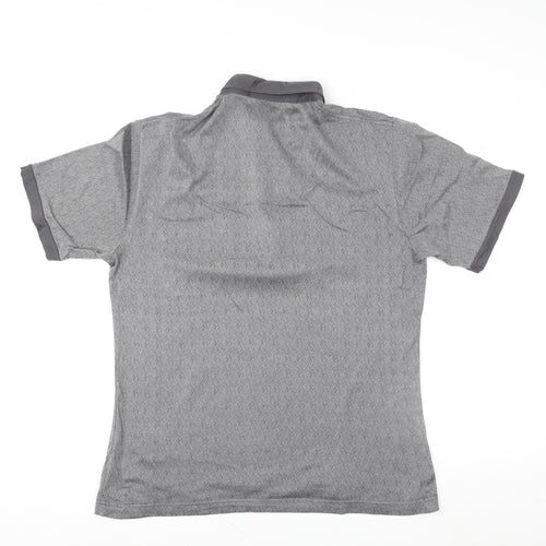 Farah Men’s Grey Geometric Cotton Polo Shirt Size L