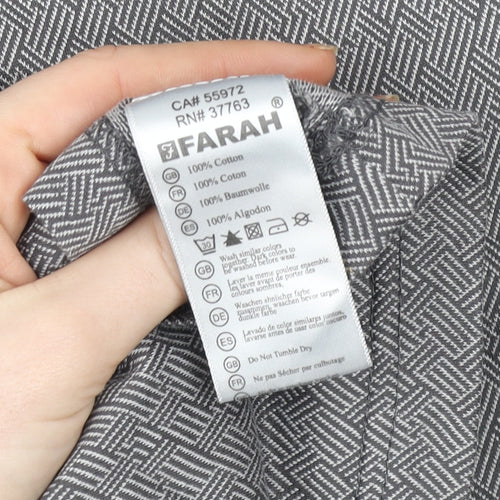 Farah Men’s Grey Geometric Cotton Polo Shirt Size L