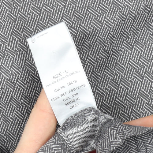 Farah Men’s Grey Geometric Cotton Polo Shirt Size L