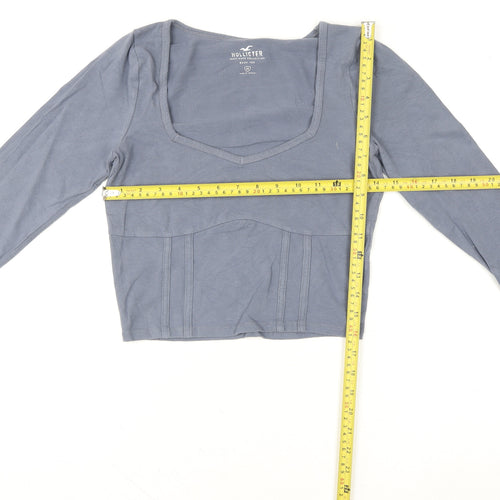 Hollister Womens Blue Cropped Long Sleeve Cotton Baby Tee M