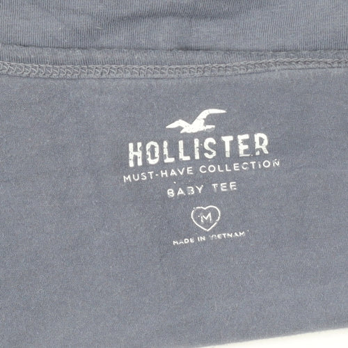 Hollister Womens Blue Cropped Long Sleeve Cotton Baby Tee M