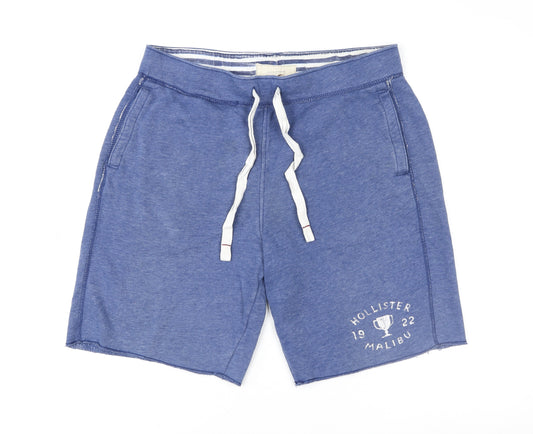 Hollister Men Blue Sweat Shorts M Elastic Waist Casual Summer