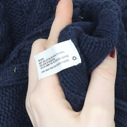 babyGap Girls Blue Henley Cable Knit Jumper 5 Years Wool Blend