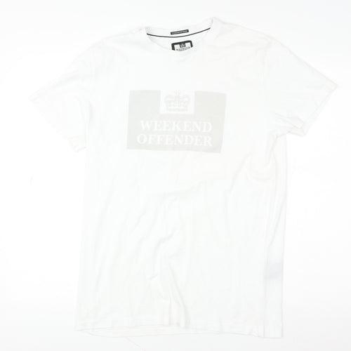 Weekend Offender Men's White Cotton Graphic Logo T-Shirt M