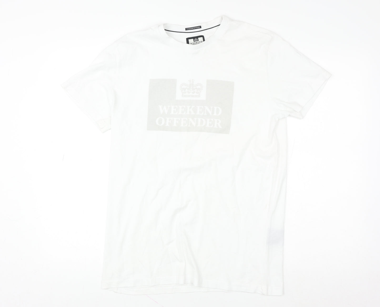 Weekend Offender Men's White Cotton Graphic Logo T-Shirt M