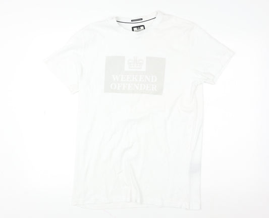 Weekend Offender Men's White Cotton Graphic Logo T-Shirt M